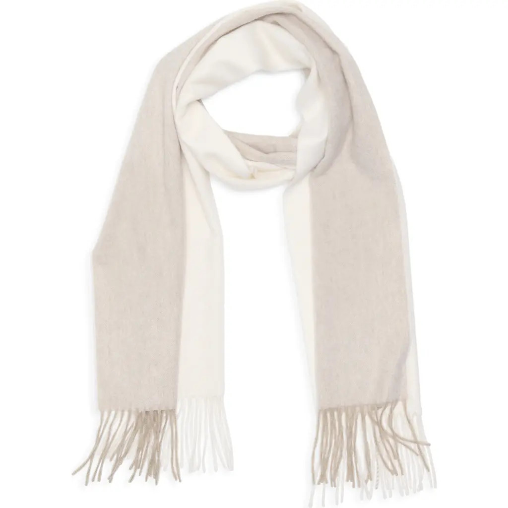 Nordstrom Colorblock Cashmere Scarf in Ivory- Tan at Nordstrom | Nordstrom