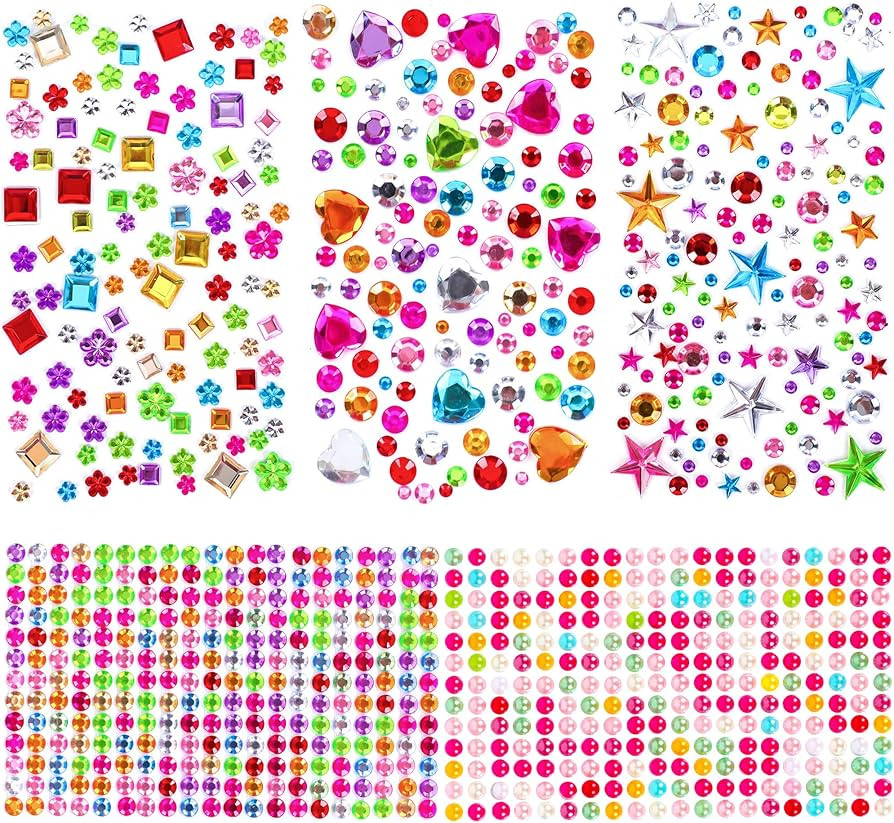 880pcs Gem Stickers Rhinestones for Crafts - Self Adhesive Jewels Stickers, Acrylic Gems DIY Craf... | Amazon (US)