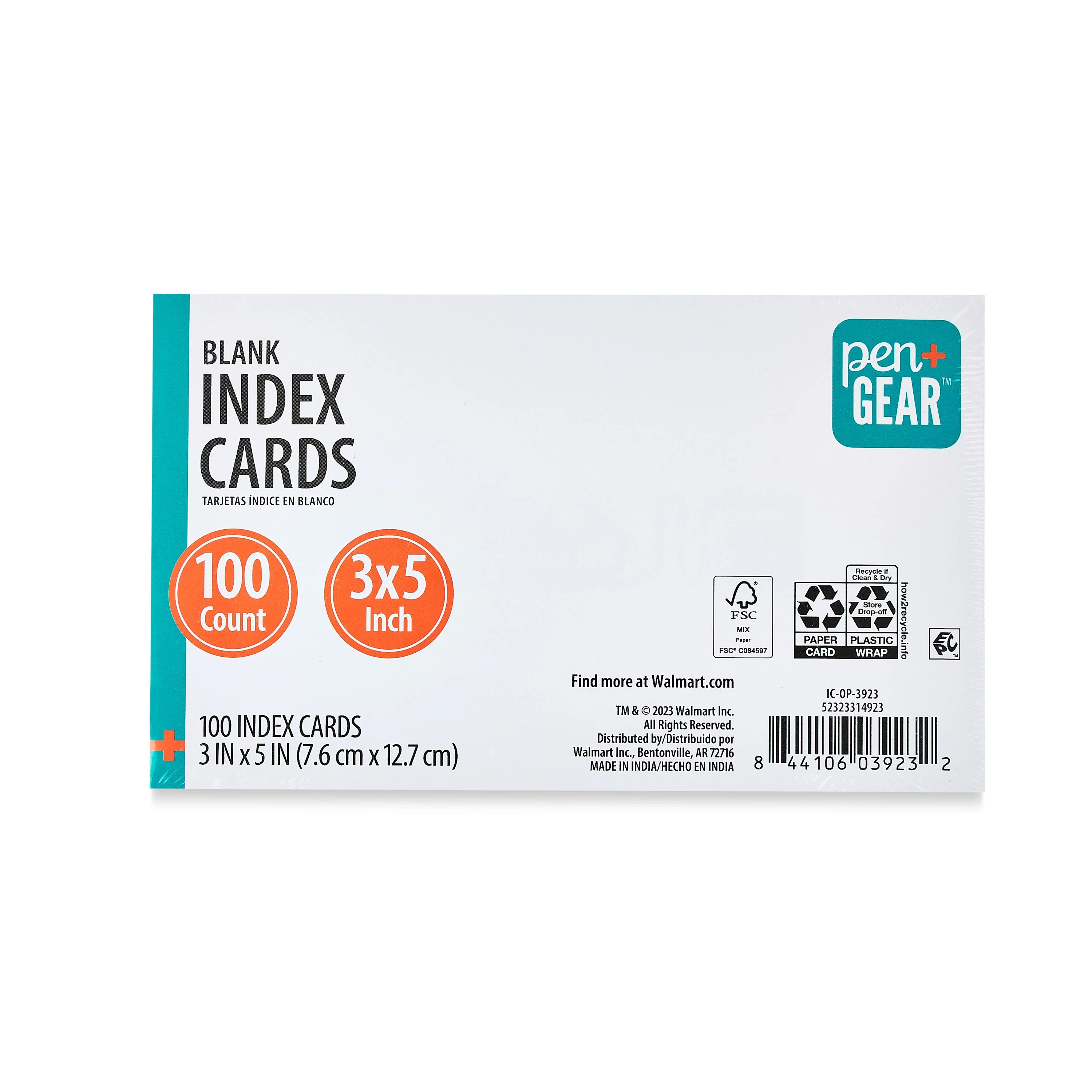 Pen+Gear Blank Index Cards, 3 x 5, White, 100 Count | Walmart (US)