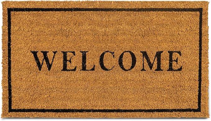 PLUS Haven Coco Coir Door Mat with Heavy Duty Backing, Welcome Doormat, 17.5" x 30" Size, Easy to... | Amazon (US)