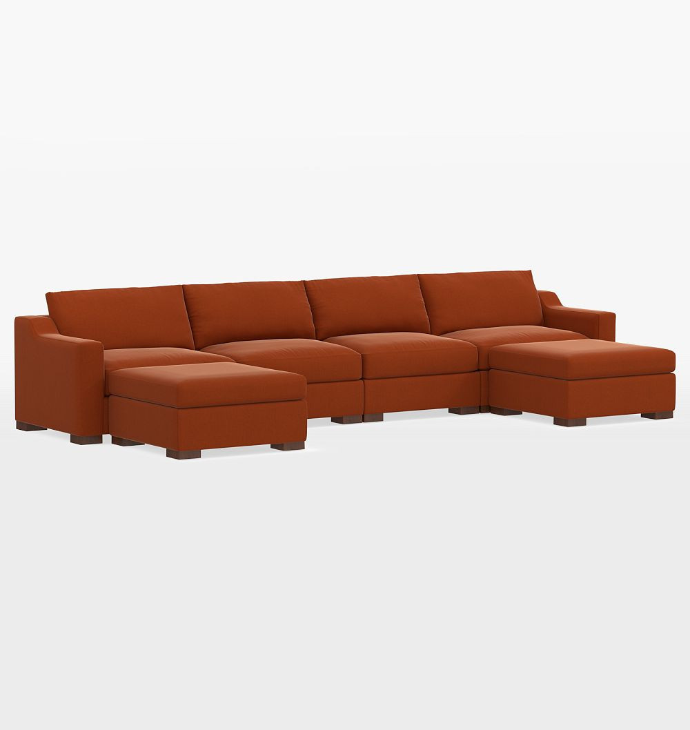 Sublimity 6-Piece Double Ottoman Sectional Sofa, Studio - Cannes Velvet Lava | Rejuvenation