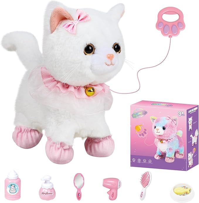 Bilinott Toy Cat for Kids, Touch and Voice Controlled Remote Control Cat with Leash, Lifelike Wal... | Amazon (US)