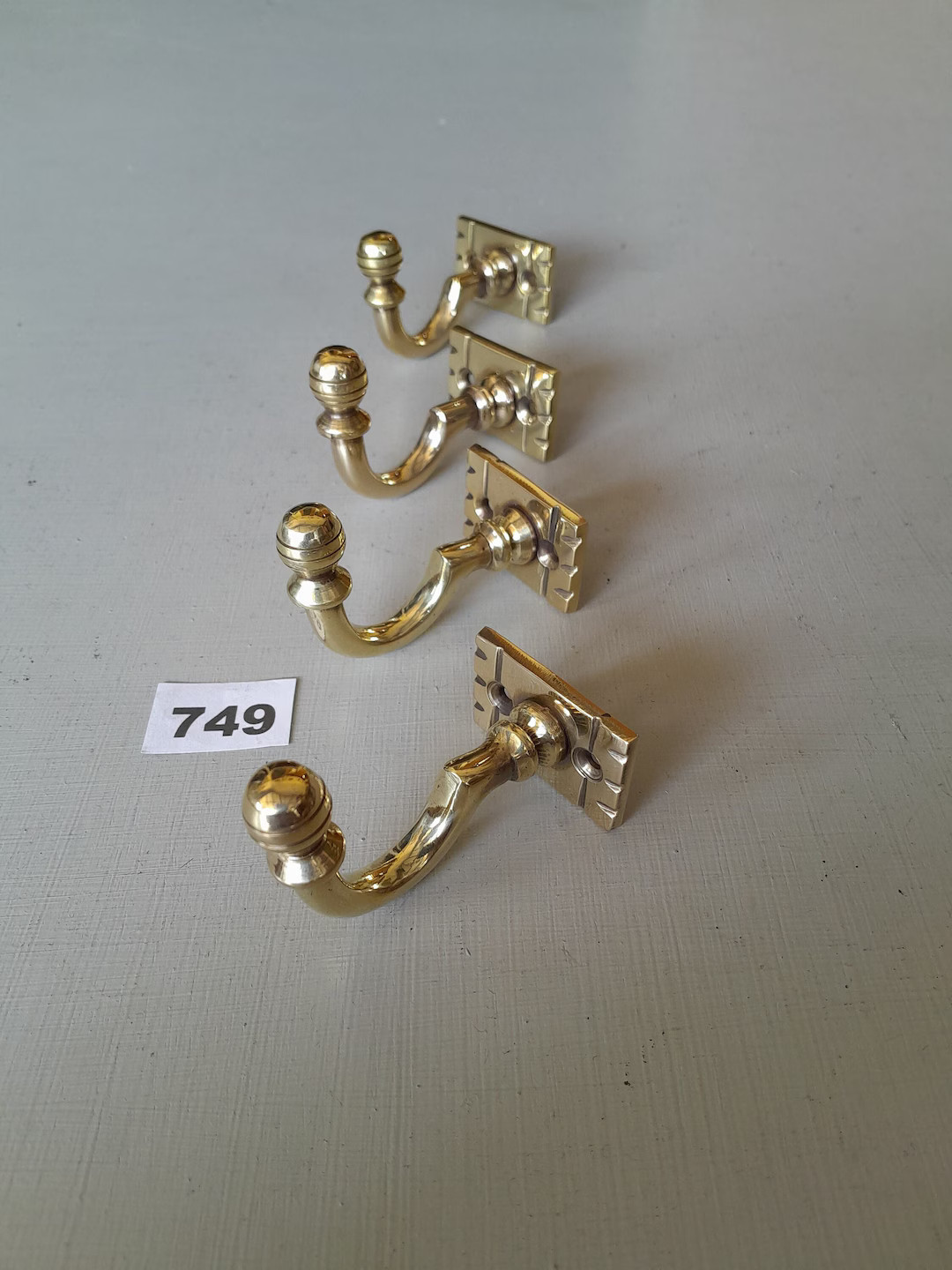 4 Vintage Style Heavy Cast Brass Victorian Design Coat Hooks in a Polished Finish NOT Lacquered o... | Etsy (US)