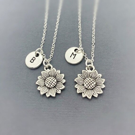 Set of 2)  Personalized Sunflower  - Friend Necklaces, Best Friend Necklaces For 2, friendship Je... | Etsy (US)