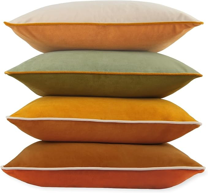 Btyrle 8-Colors Velvet Throw Pillow Covers 20x20 Inch Set of 4 Decorative Velour Pillowcases Mode... | Amazon (US)