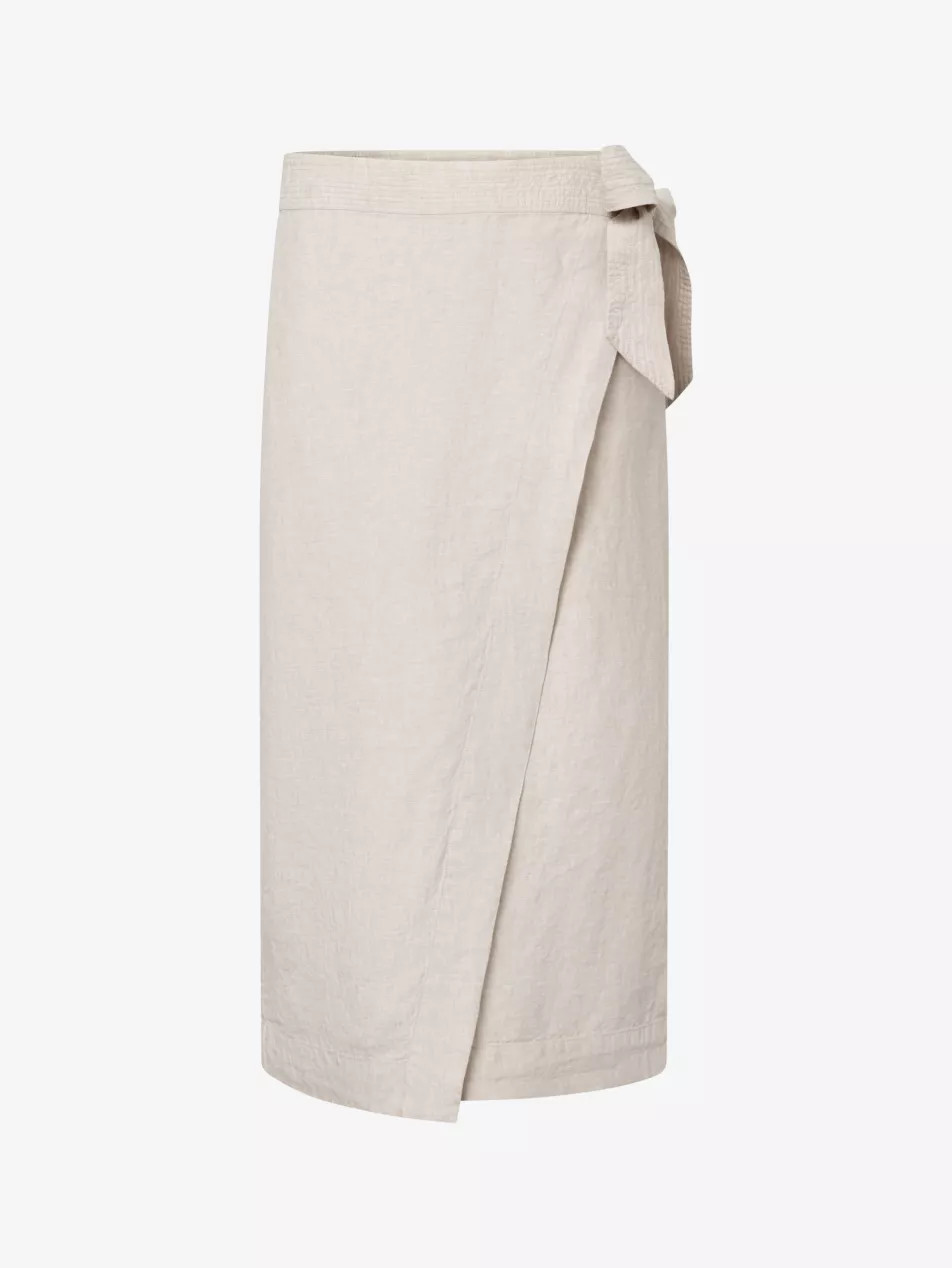 Vivienne wrap-front linen midi skirt | Selfridges