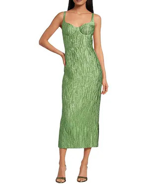 Campbell Jacquard Sweetheart Neck Sleeveless Midi Dress | Dillard's