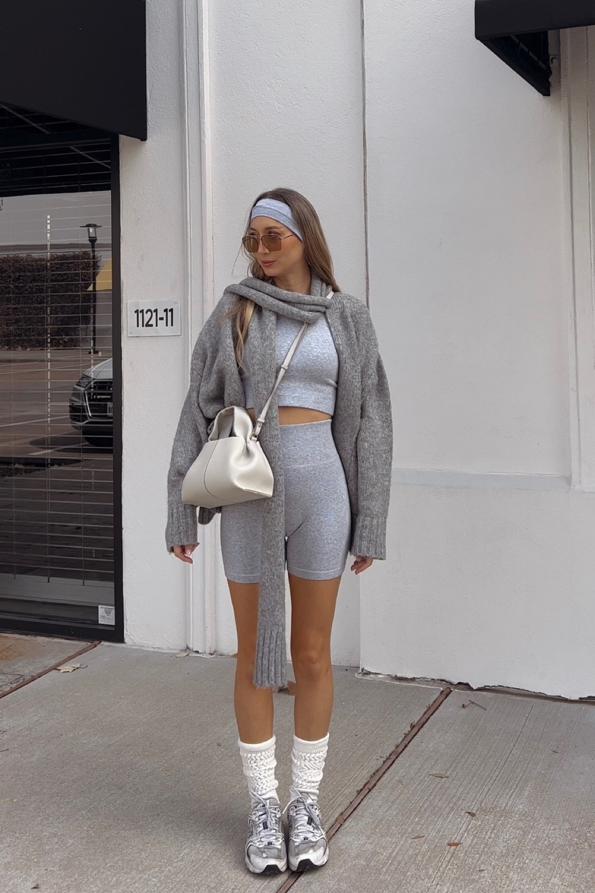 Outfits with clearance grey biker shorts