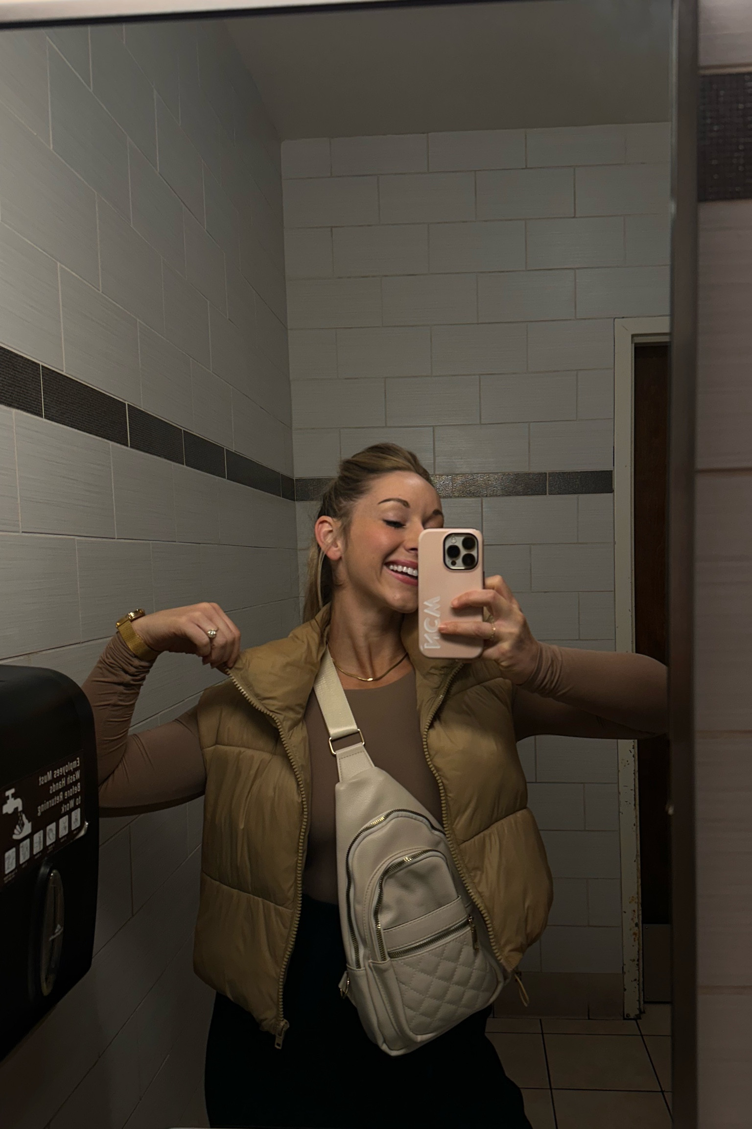 Starbucks bathroom selfie

Bodysuit in M
Harem sweats in S
Puffer vest in S
Sling bag, so many pockets! 
Jewelry and natural makeup 

#LTKFindsUnder100 #LTKStyleTip #LTKMostLoved