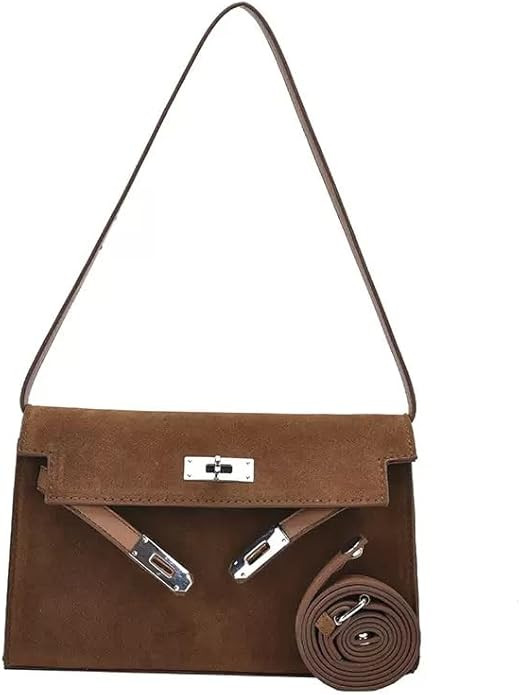 Suede Shoulder Bag, Crossbody Style with Flap and Buckle Closure | Amazon (US)