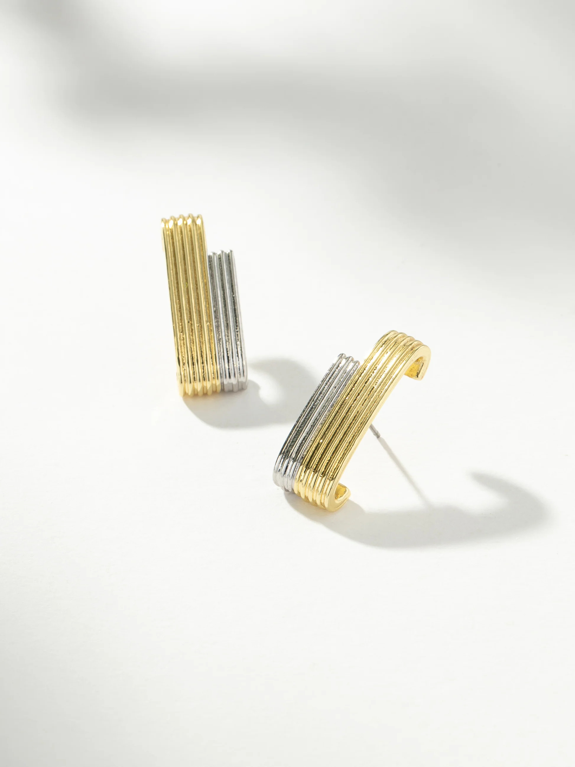 Mixed Metal Ribbed Ear Climber | Earrings | Uncommon James | Uncommon James