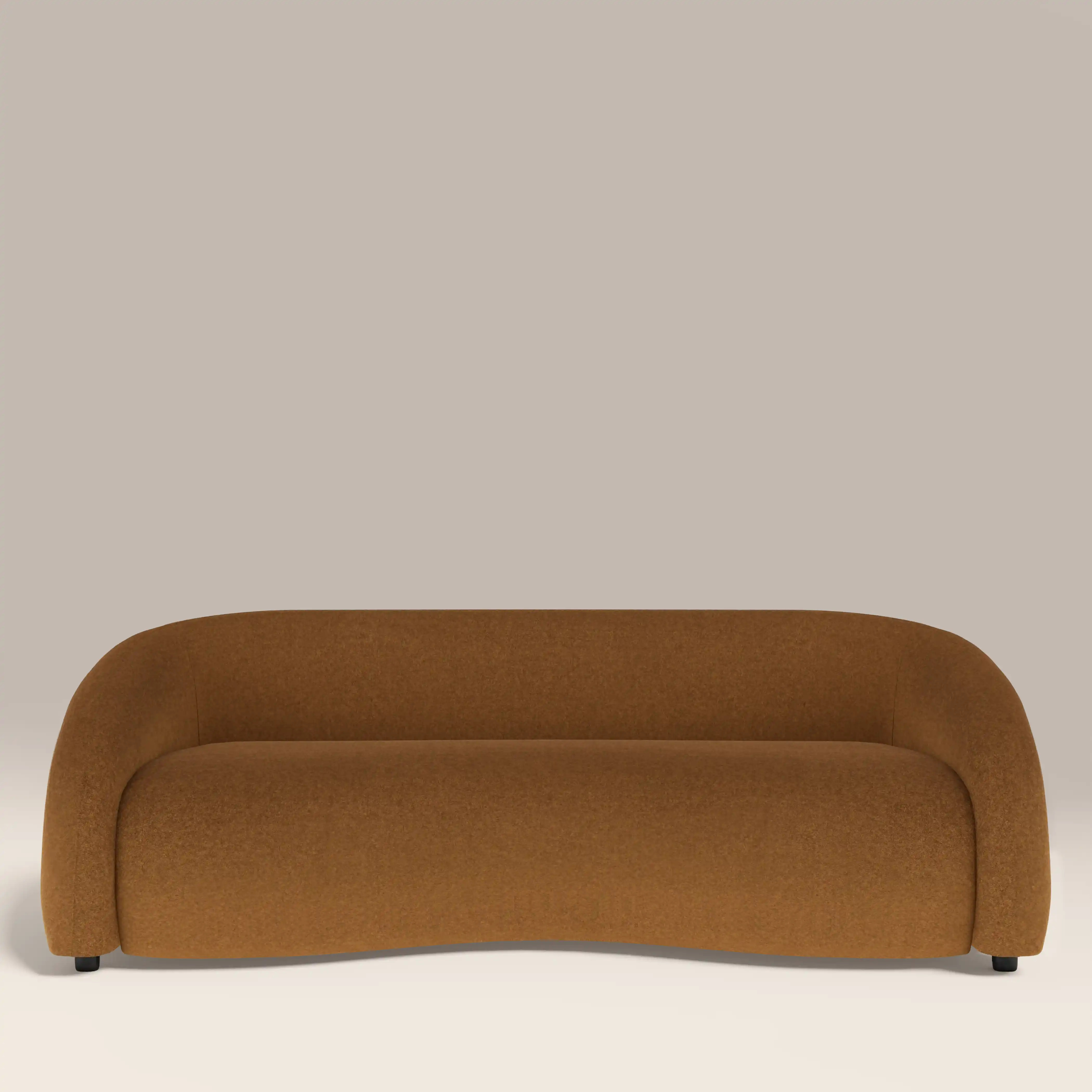 Chaplin 3 Seater Sofa | Caramel Brown Sustainable Mohair Velvet & Waln | Cult Furniture UK