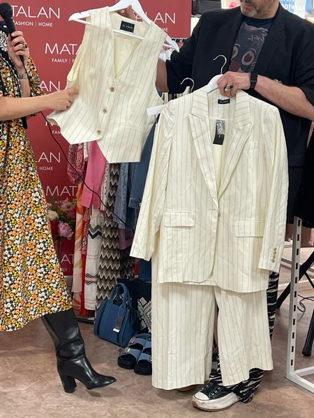 Three piece pinstripe white suit from Matalan 