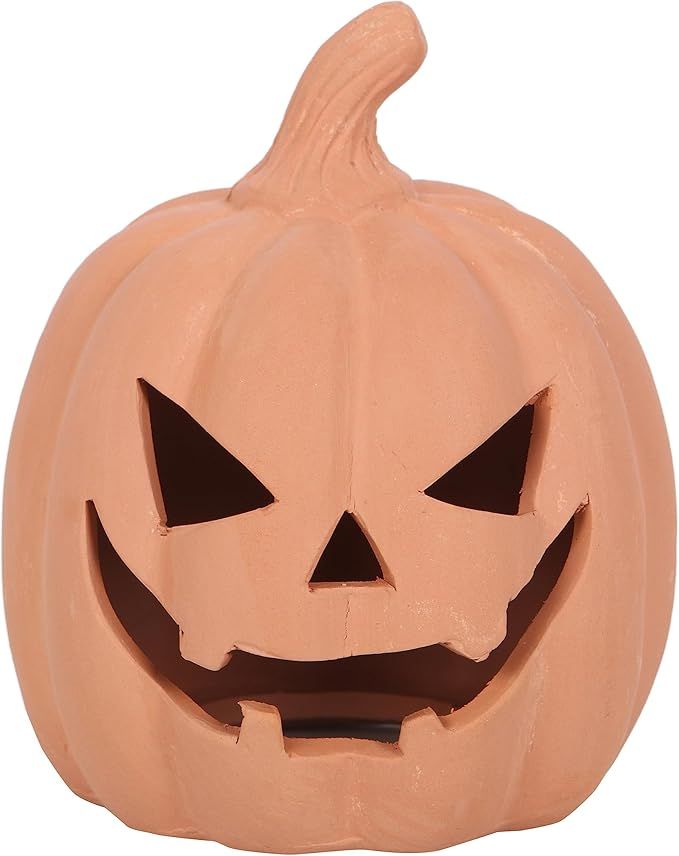 Terracotta Pumpkin Ornament - Halloween Decor, Jack-o-Lantern Design - 15cm, Indoor/Outdoor, Tea ... | Amazon (US)