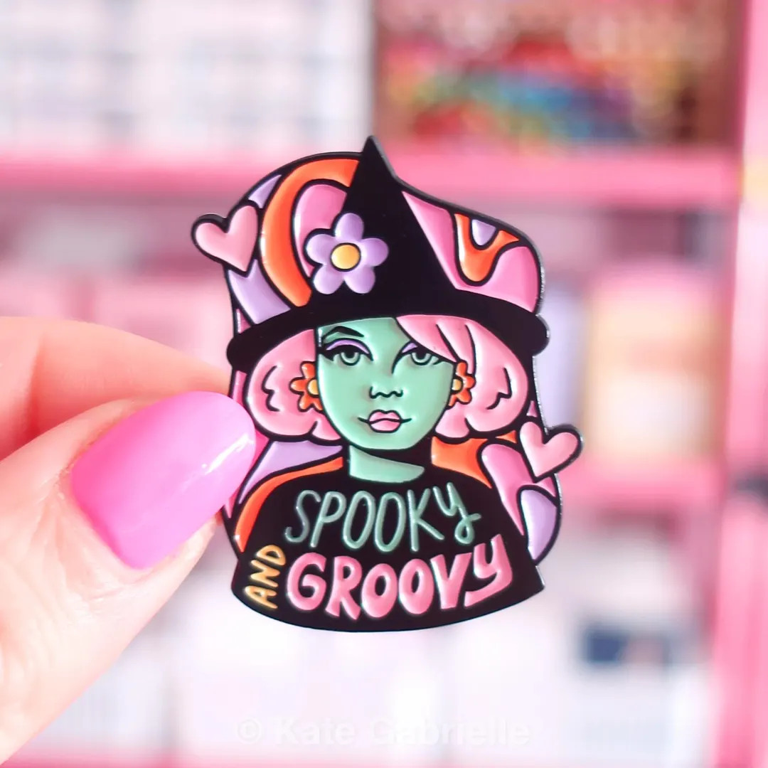 Spooky and Groovy Halloween Witch Enamel Lapel Pin - Etsy | Etsy (US)