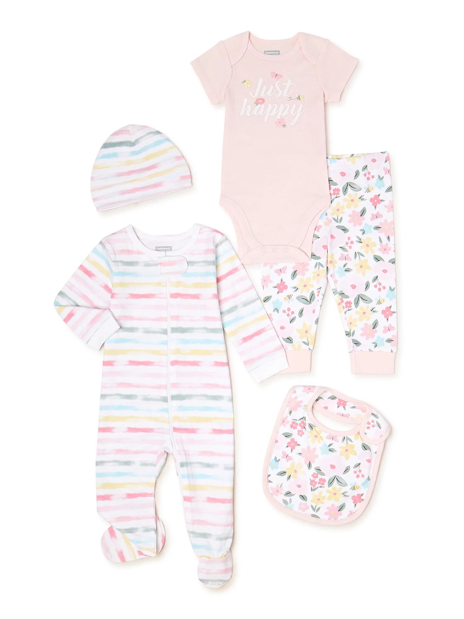 Garanimals Newborn Baby Girl Shower Gift Set, 5-Piece, Newborn-6/9 Months | Walmart (US)
