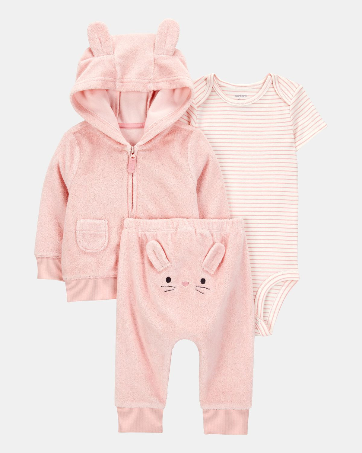 Baby 3-Piece Bunny Little Cardigan Set - Pink | Carter's Inc