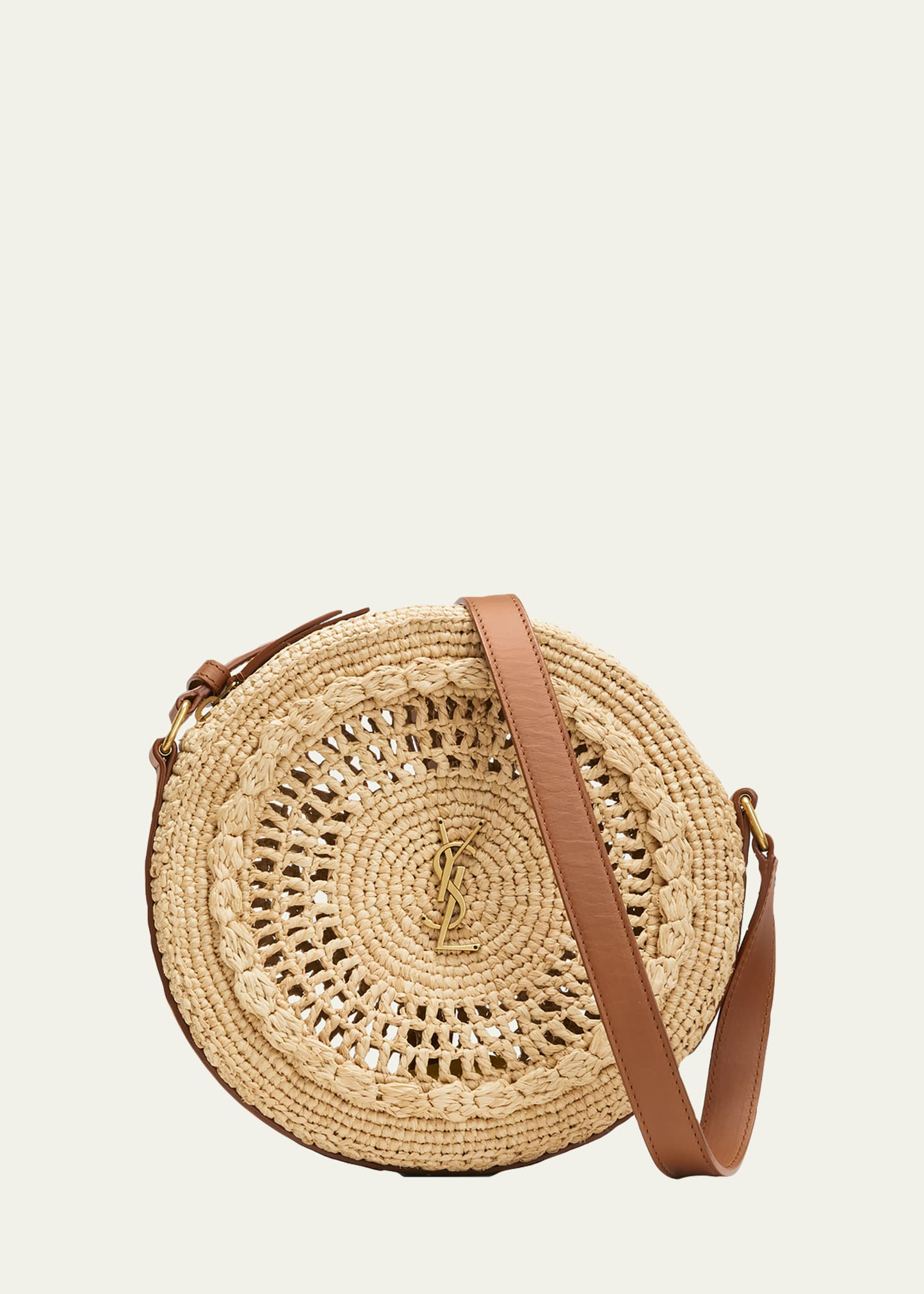 Saint Laurent YSL Round Raffia Crossbody Bag | Bergdorf Goodman