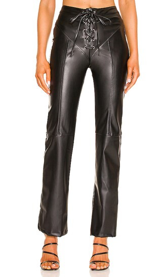 Faux Leather Lace Up Pants in Black | Revolve Clothing (Global)