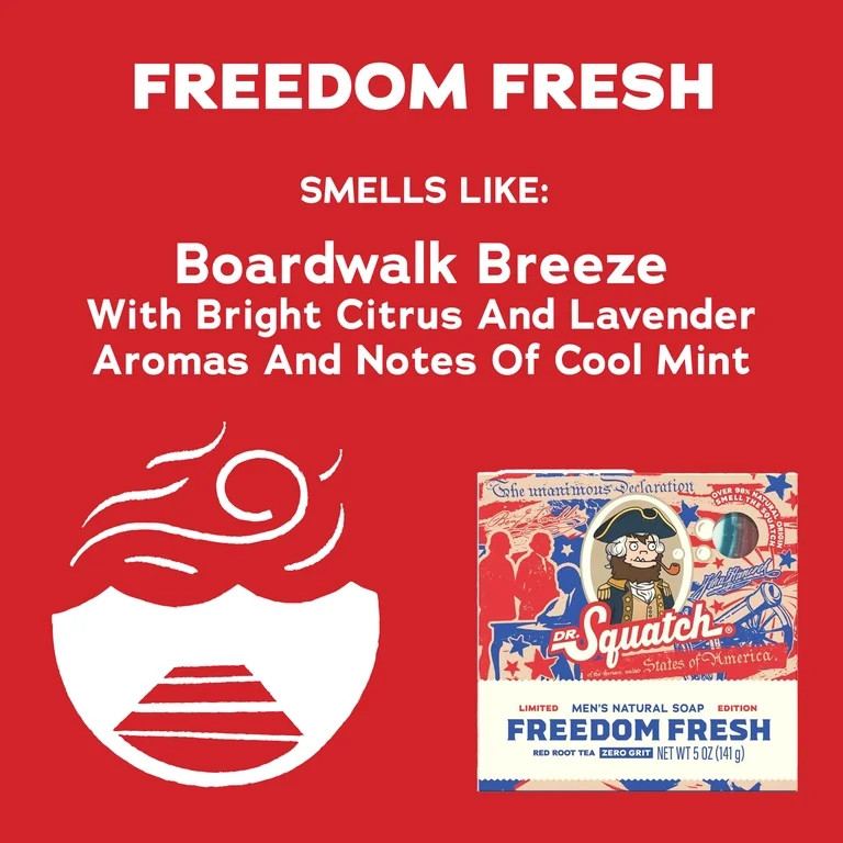 Dr. Squatch Mens Bar Soap, Natural Bar Soap for Men, Freedom Fresh, 5 Oz | Walmart (US)