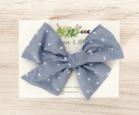 Blue Swiss Dot Oversized Schoolgirl Bow  Girls Hair Bows | Etsy | Etsy (US)