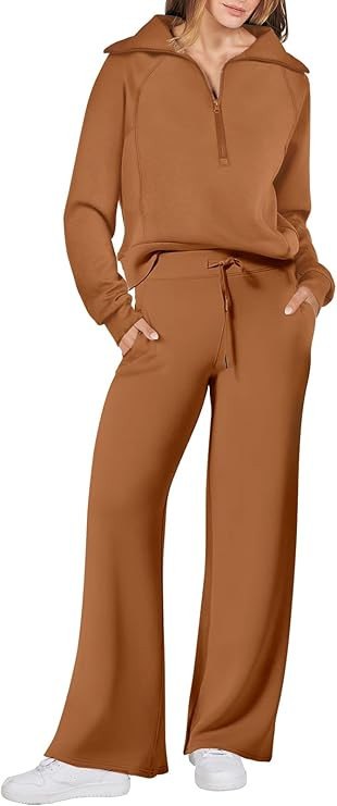 ANRABESS Women 2 Piece Outfits Sweatsuit 2024 Fall Oversized Sweatshirt Sweatpants Tracksuit Swea... | Amazon (US)