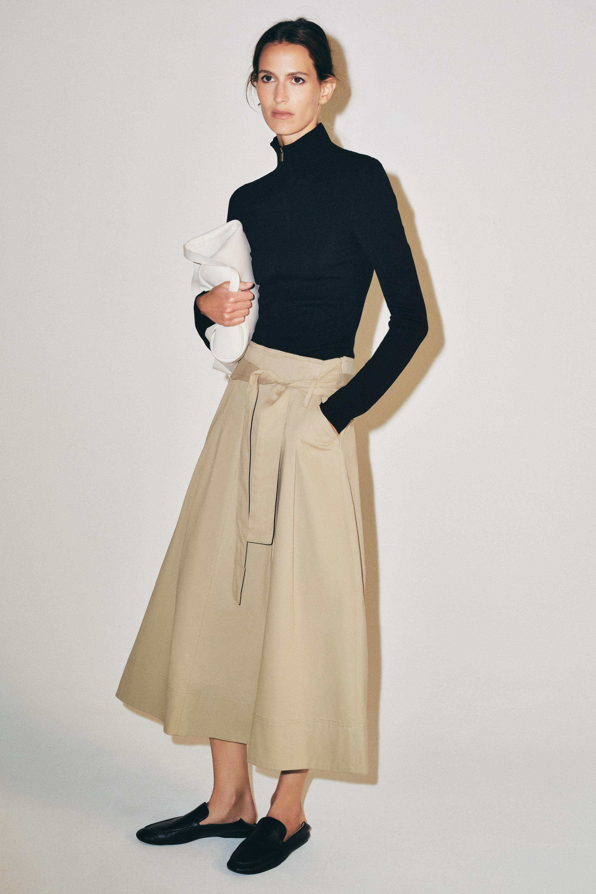 ZW COLLECTION BELTED MIDI SKIRT | Zara US