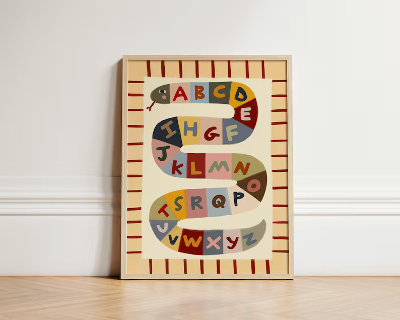 Alphabet Snake Wall Art Print – Colorful ABC Poster for Kids Room, Nursery or Playroom – Educ... | Etsy (US)