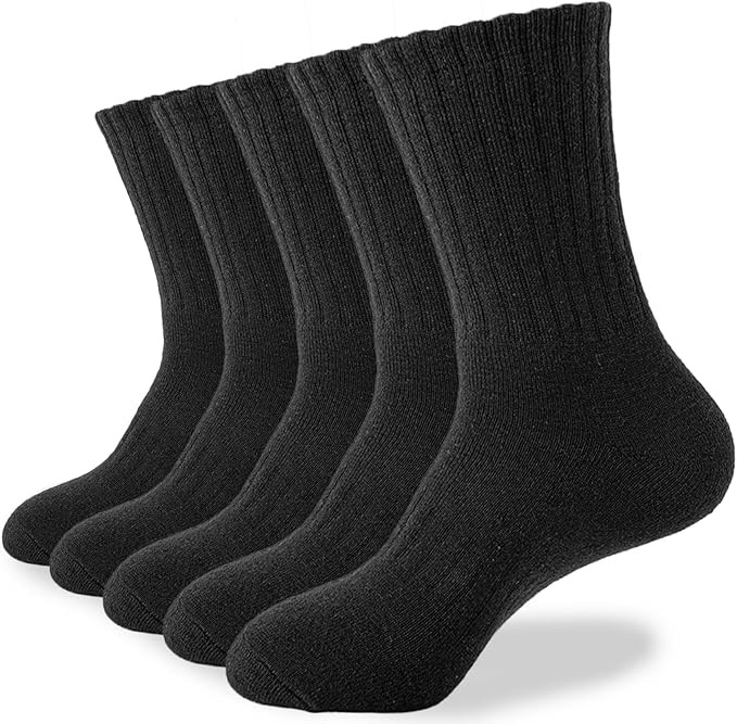 Josnown Thermal Socks for Men 5 Pairs Winter Thick Cozy Cushion Boot Socks for Cold Weather | Amazon (US)