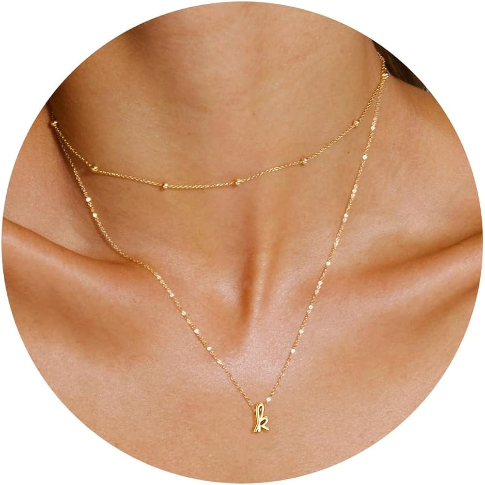Yoosteel Layered Initial Necklaces for Women Trendy, 14K Gold Plated Letter A-Z Pendant Necklace ... | Amazon (US)