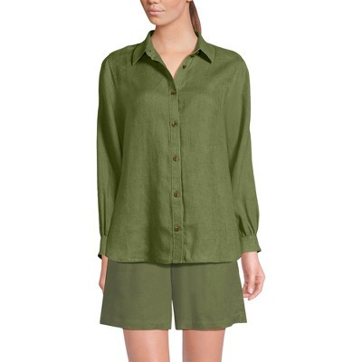 Lands' End Women's Linen Long Sleeve Feminine Shirt - X Small - Artichoke | Target