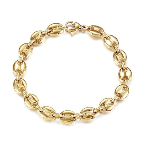 CIUNOFOR 14K Gold Filled Coffee Bean Bracelets for Women, Link Chain Classic Charm Puff Mariner Bracelet, Coffee Bean Jewelry for Adults, Comfort fit for 6.5”–7.5” wrists, Gift for Her | Amazon (US)