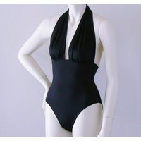 Black Retro Marilyn Halter High Leg One Piece Swimsuit S-M-L-xl | Etsy (US)