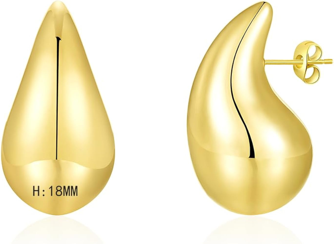 Apsvo Chunky 14K Gold Plated Hoop Earrings for Women, Lightweight Waterdrop Hollow Open Hoops, Hy... | Amazon (US)