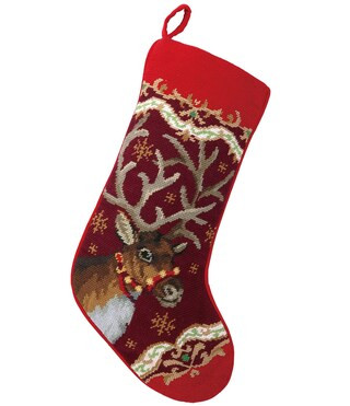 Peking Handicraft Christmas Deer Needlepoint Holiday Stocking | Dillard's | Dillard's