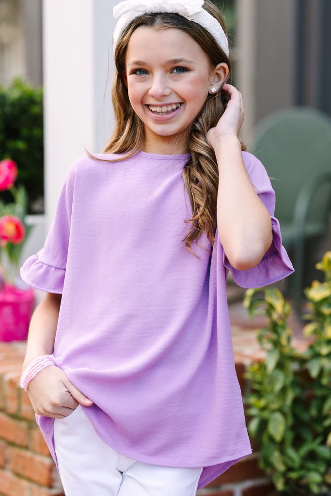 Girls: All I Ask Lavender Purple Ruffled Top | The Mint Julep Boutique