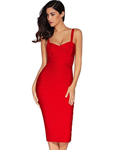 Midi Bodycon Dresses for Women Formal Bandage Dresses Wedding Guest Dress(Red,S) | Amazon (US)