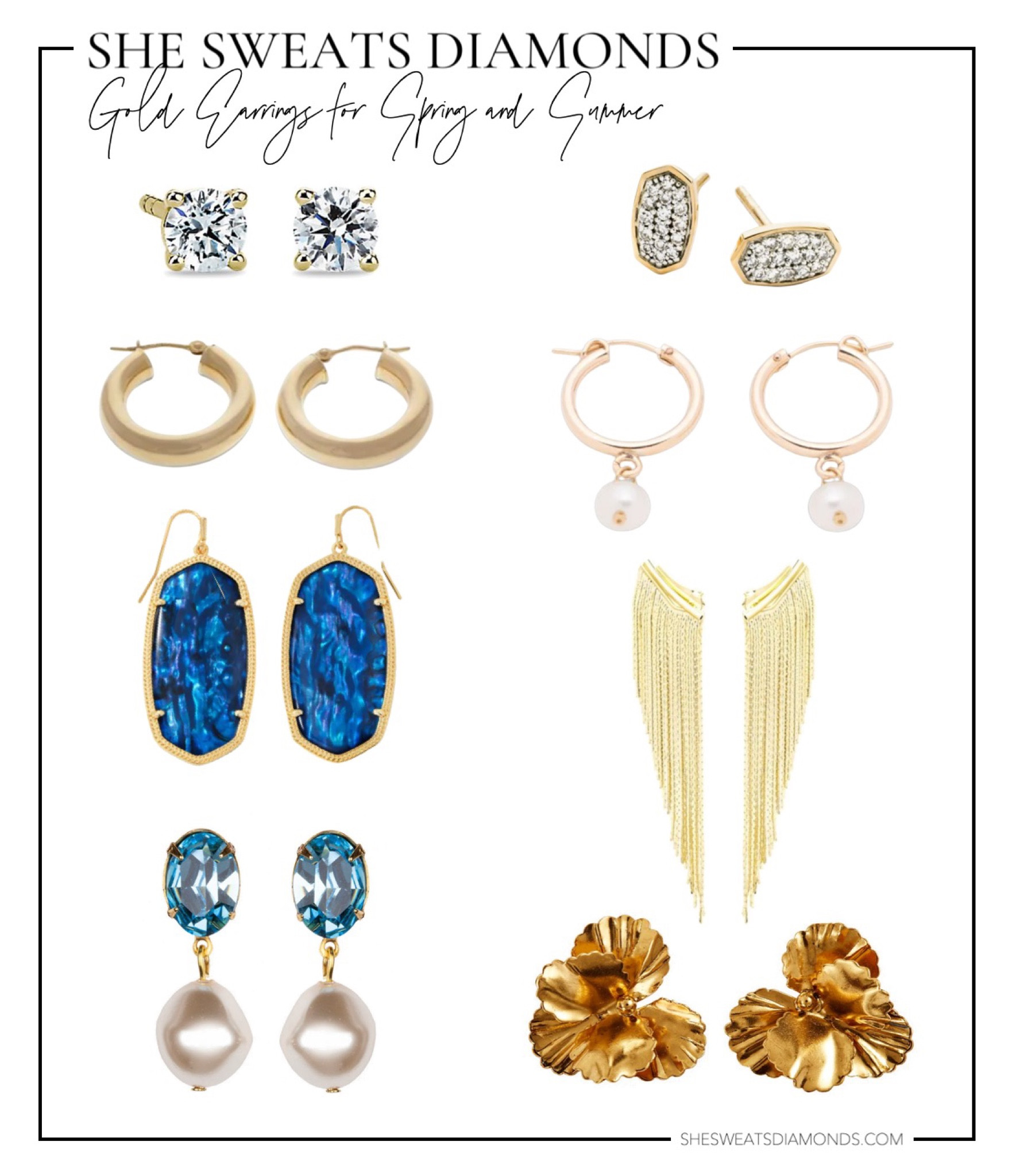 Gold earrings for spring and summer from diamond studs to gold hoops to drop earrings, and gold statement earrings!

Style these with casual outfits, summer weddings or vacation! 

#LTKtravel #LTKstyletip #LTKwedding