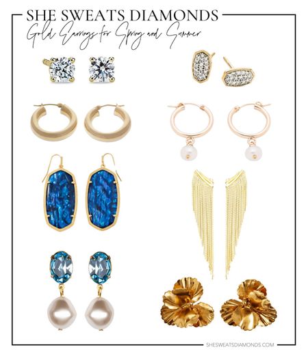 Gold earrings for spring and summer from diamond studs to gold hoops to drop earrings, and gold statement earrings!

Style these with casual outfits, summer weddings or vacation! 

#LTKtravel #LTKstyletip #LTKwedding