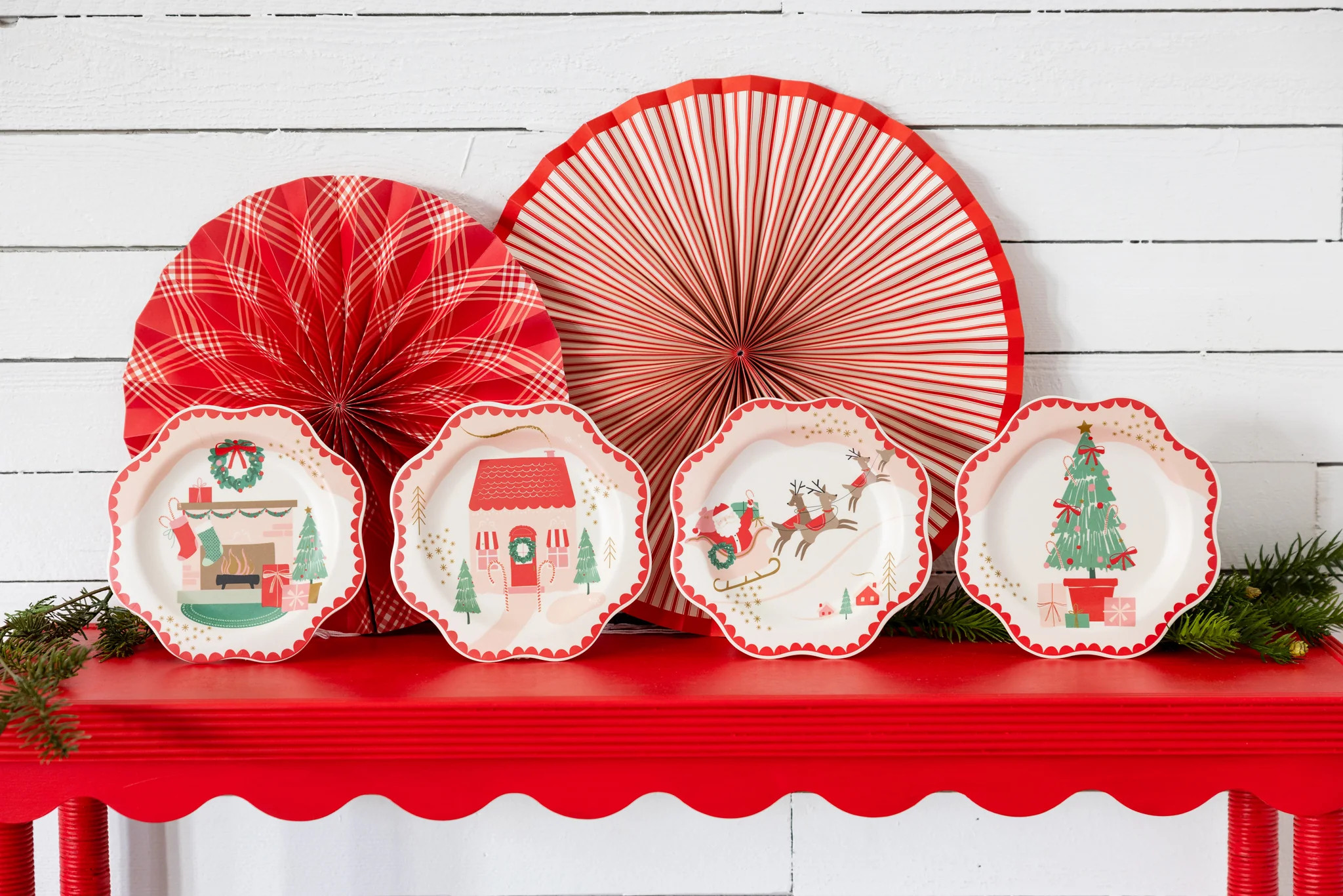 Santa Scenes Bamboo Melamine Plate Set | My Mind's Eye