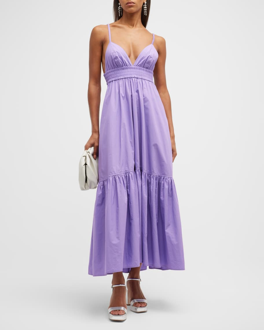 Rhodes V-Neck Empire Midi Dress | Neiman Marcus