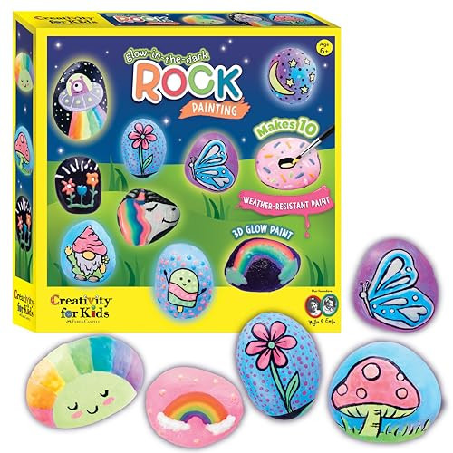 Creativity for Kids Glow in the Dark Rock Painting Kit: Crafts for Kids Ages 6-8+, Painting Rocks Arts and Crafts, Kids Gift | Amazon (US)