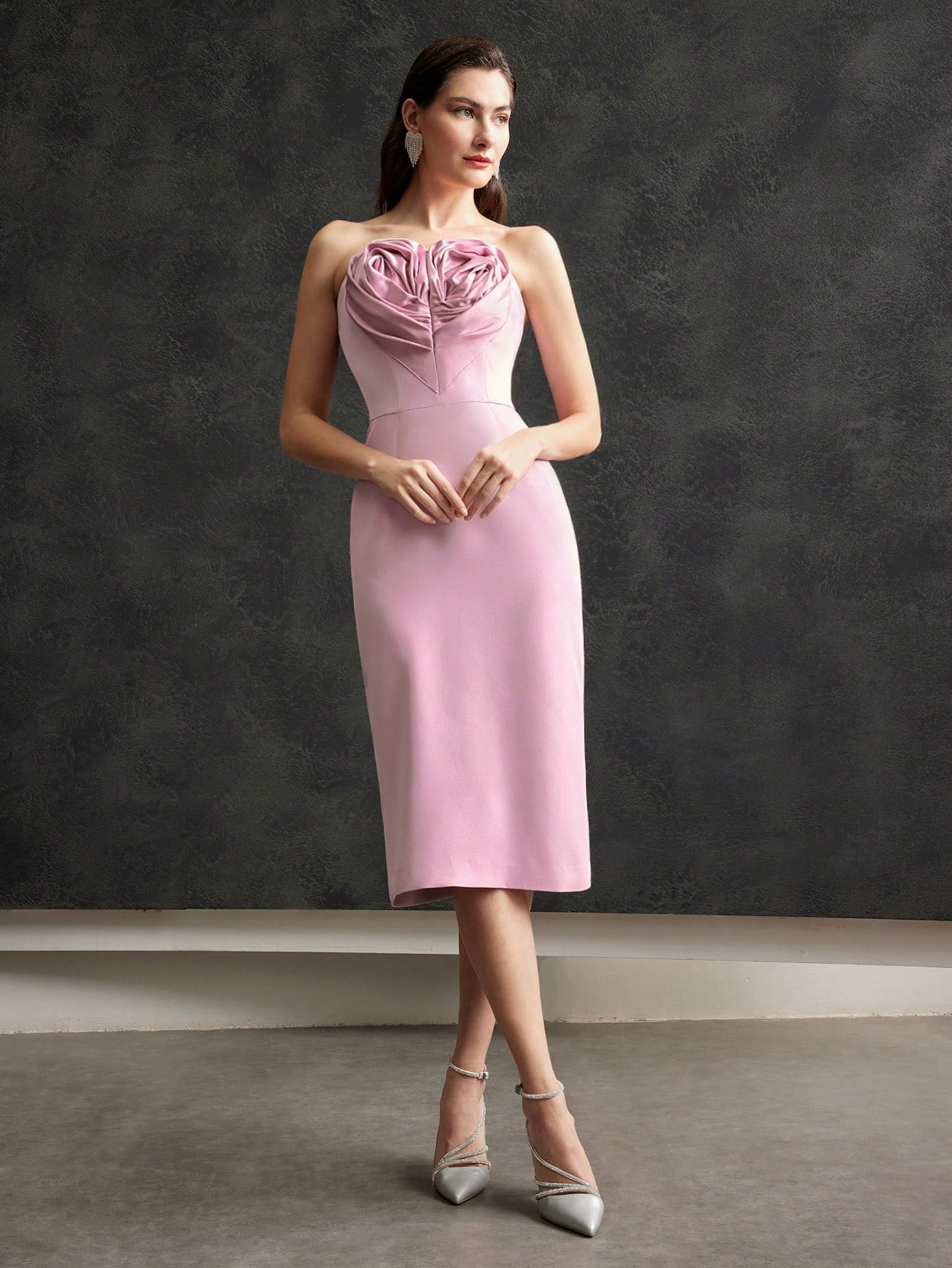 MOTF PREMIUM STRAPLESS RUCHED HEART DRESS | SHEIN
