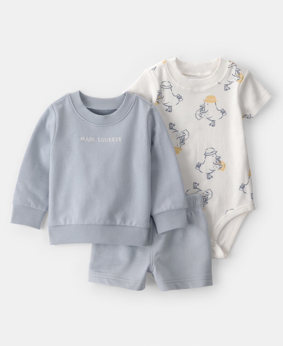 Carter's Baby Boys' Main Squeeze Sweatshirt, Bodysuit and Shorts, 3-Piece Set - Blue | Macy's