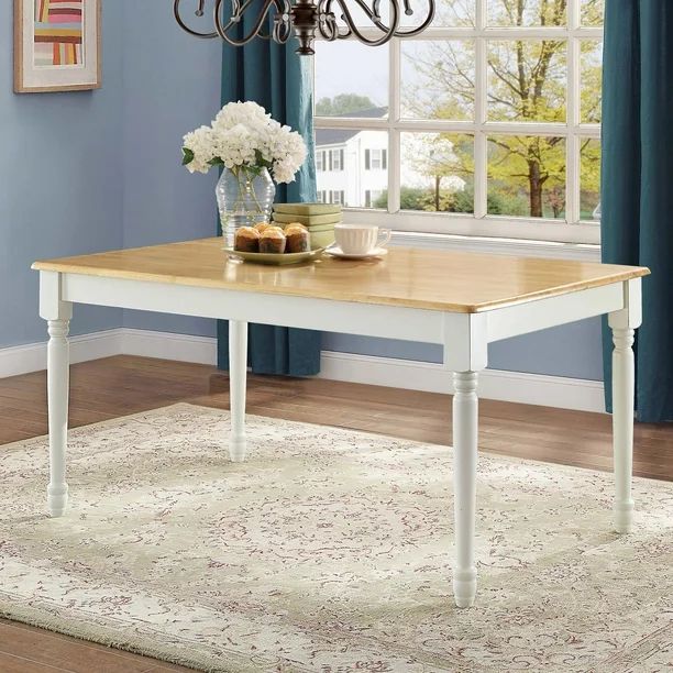 Better Homes and Gardens Autumn Lane Farmhouse Dining Table, White and Natural | Walmart (US)