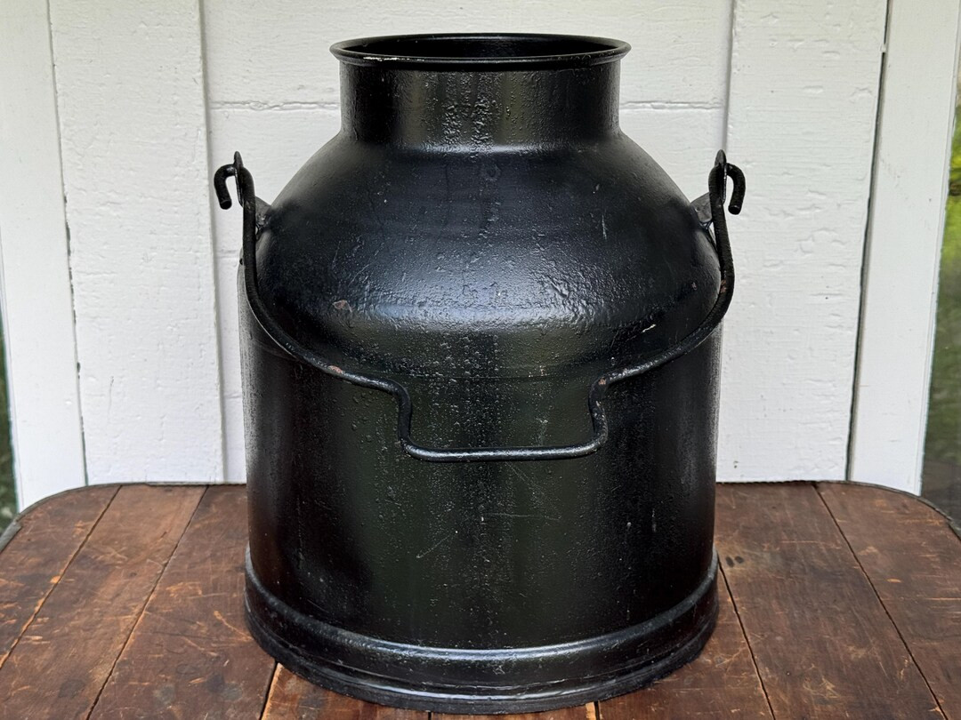 antique milk can ~ 5 gallon steel milk can with solid bail handle ~ unique large heavy milk pail ... | Etsy (US)