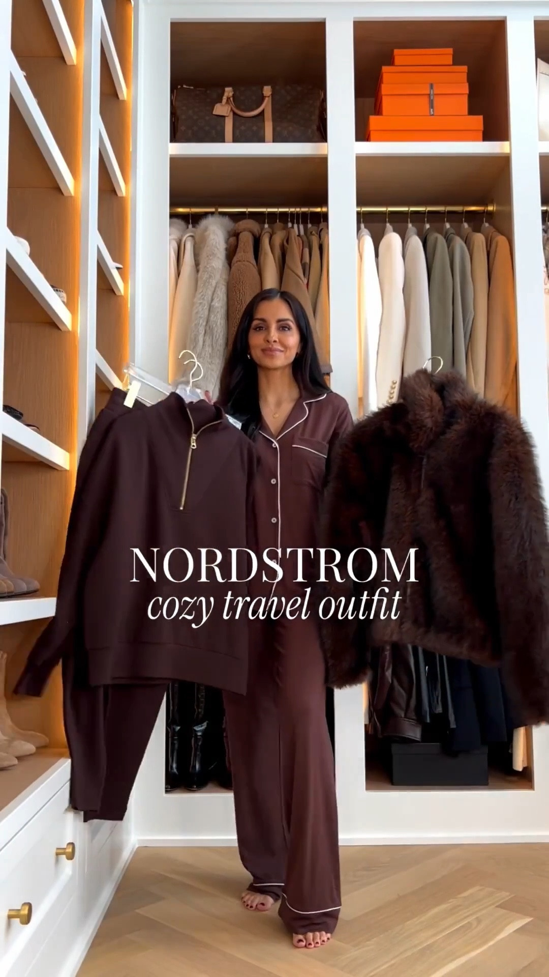 Cozy yet chic travel outfit from
Nordstrom
Wearing an XS in Varley set and and XS in faux fur coat - under $150! 
Ugg slippers run TTS



#LTKSeasonal #LTKmomlife #LTKTravel