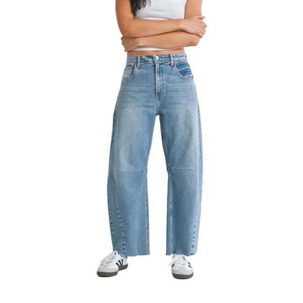 Women's Just Black Denim The Seamed Relaxed Fit Barrel Jeans Light Denim 28 27 | Scheels