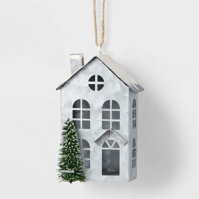 Galvanized Metal Tall House Christmas Tree Ornament - Wondershop™ | Target