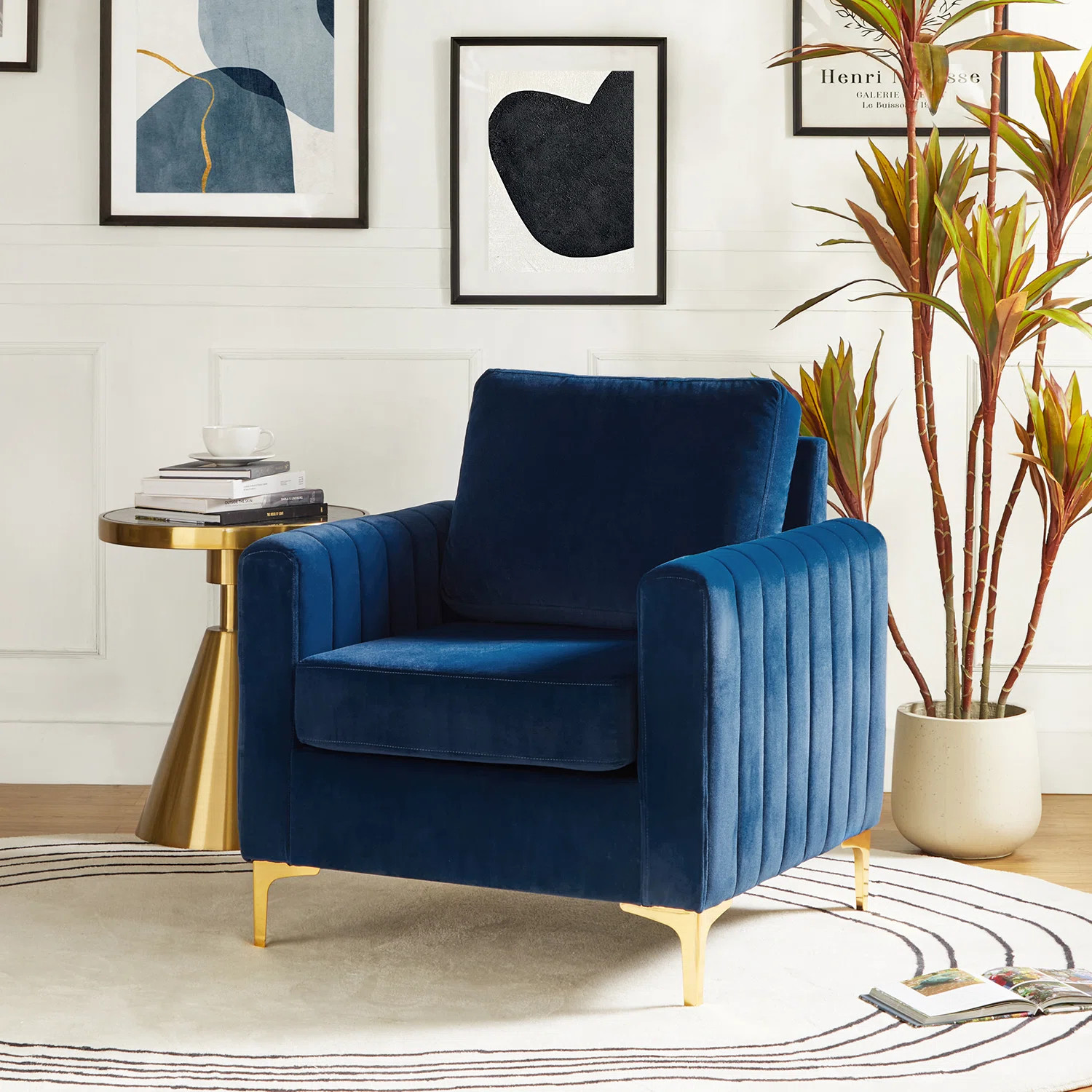 Cedarpoint Upholstered Velvet Tufted Club Chair | Wayfair North America